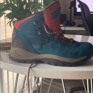 Columbia blue and pink hiking boots worn once